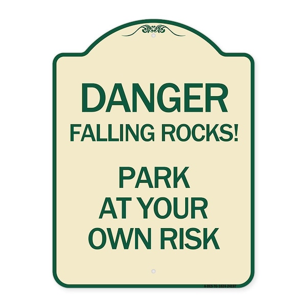 Signmission Danger Falling Rocks! Park Your Own Risk Heavy-Gauge Aluminum Sign, 24" H, TG-1824-24197 A-DES-TG-1824-24197 - main